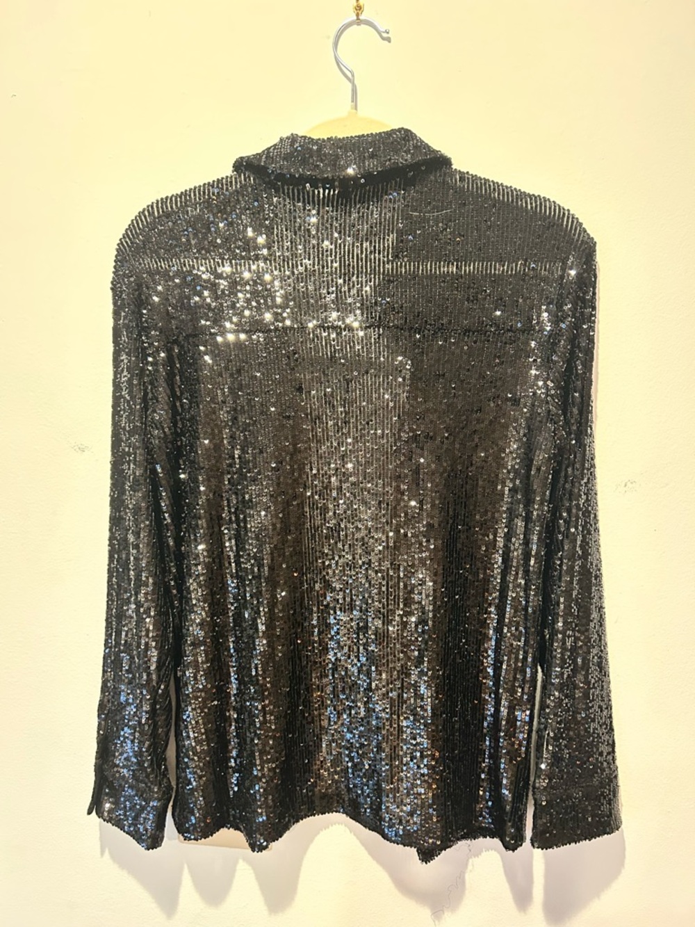 Express Black Sequined Ribbed button down shirt - Picture 7 of 8